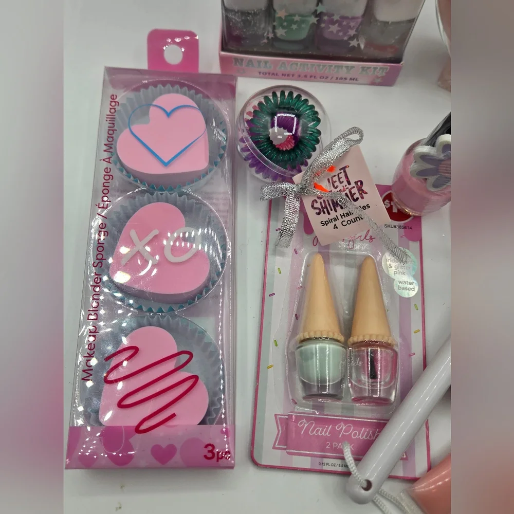 LOT of NWT Girl's Fashion & Fun Nail Polish Lip Gloss & More Pink Glitter